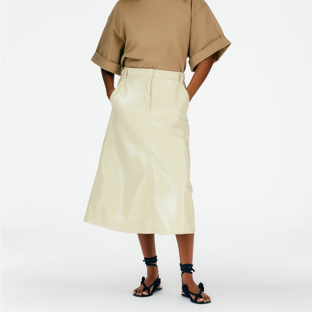 Tibi Faux Patent Leather Maxi Aline Skirt